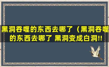 黑洞吞噬的东西去哪了（黑洞吞噬的东西去哪了 黑洞变成白洞!!）